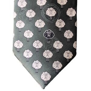 Black Sheep‎ Green Novelty Tie Traditional Craft 100% Silk Funny Statement
